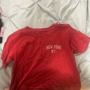 Brandy Melville red cropped New York tshirt worn once